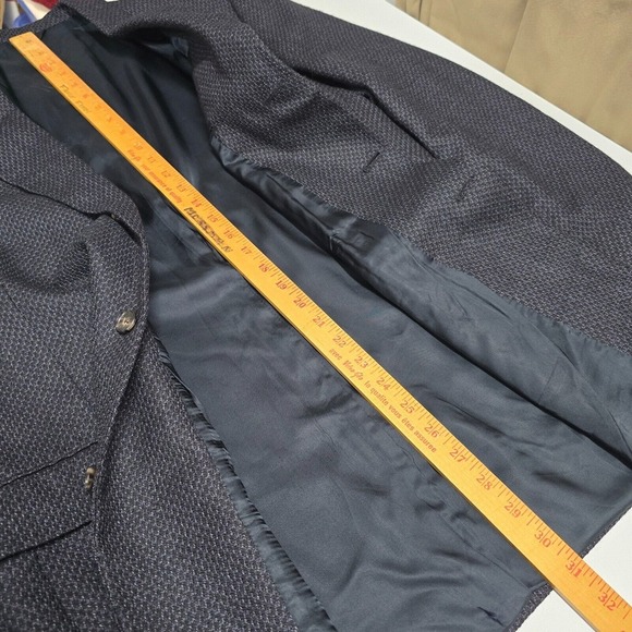 Hart Schaffner Marx Sport Coat‎ Mens 42R Black Blue 3 Button Wool No Vent Office - Picture 15 of 16